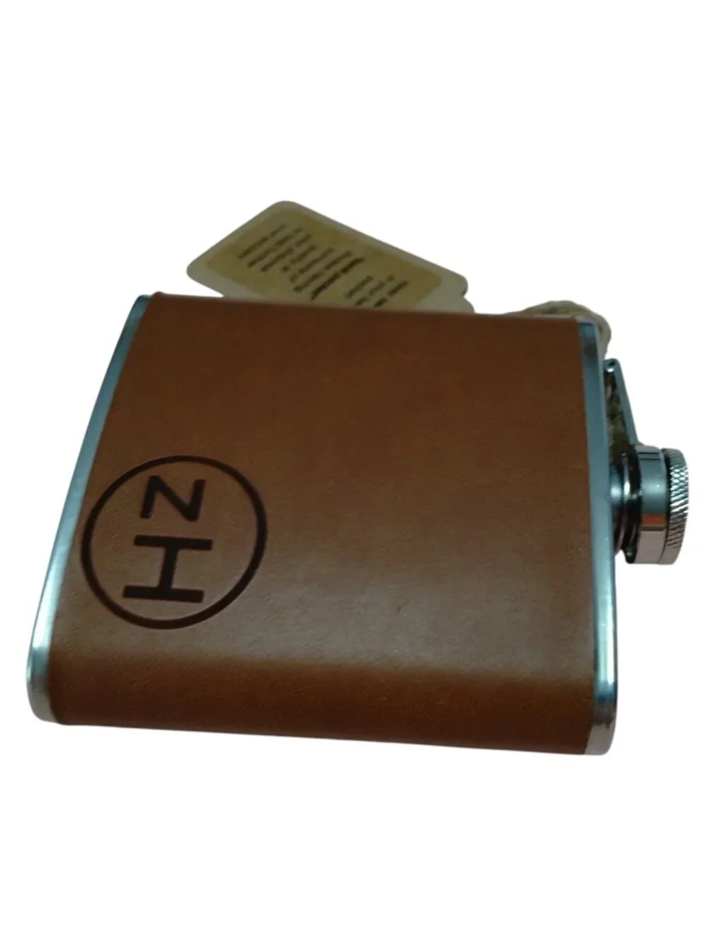 ZakHill Brown Leather Wrapped 6 Oz Stainless Steel 